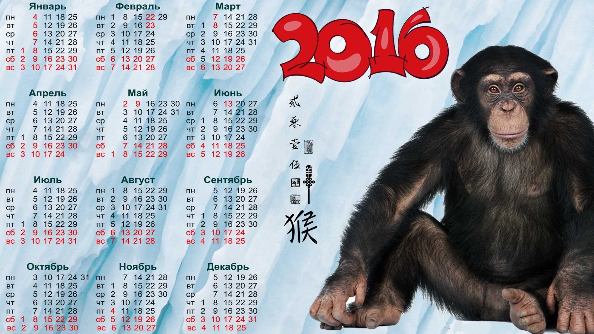 10 ноябрь 2016. Календарь 2016. Календарь 2016 год обезьяны. Календарь 2016 года по месяцам. Календарь с обезьяной.