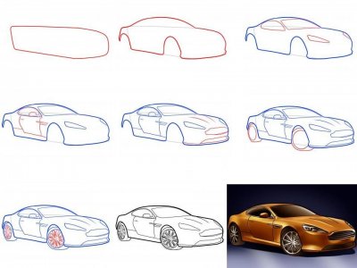Как нарисовать машину поэтапно карандашом