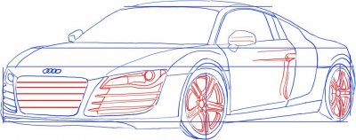 Как нарисовать машину Audi R8 поэтапно