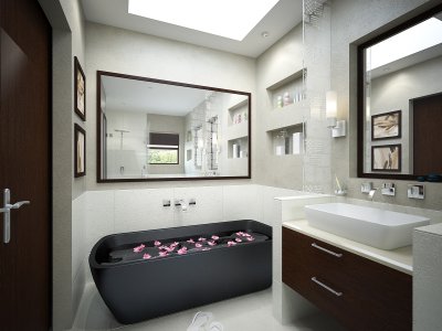 Дизайн стиля модерн в ванной