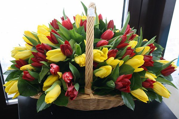 Букет с тюльпанами обои для рабочего стола