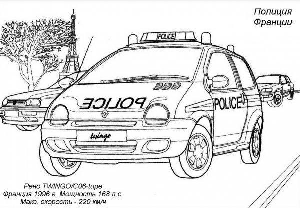 Полицейские машины раскраски 